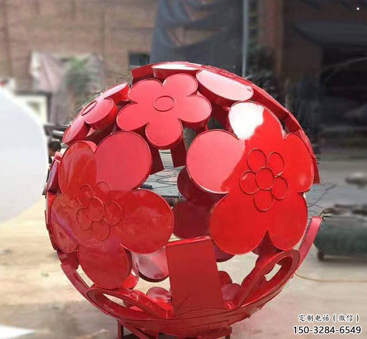 花紋球雕塑制作，景觀雕塑，不銹鋼花紋球雕塑常用