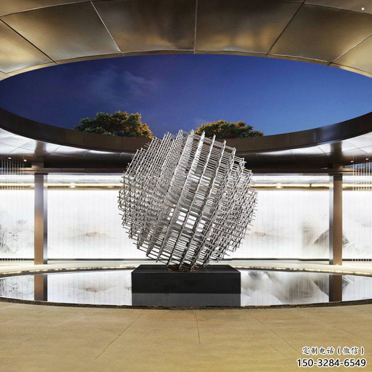 鏤空球雕塑擺件，室外軟裝，異形鏤空球雕塑定制