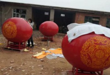 圓球雕塑精選，室外雕塑，不銹鋼烤漆圓球雕塑選定