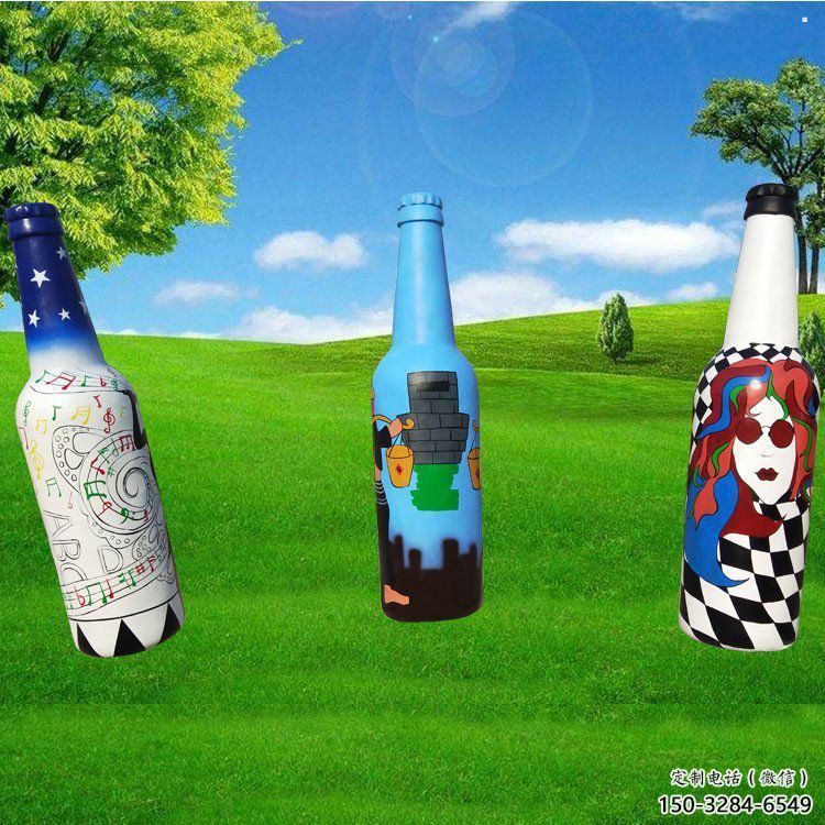 啤酒瓶雕塑承接，景區案例，玻璃鋼啤酒瓶雕塑承接