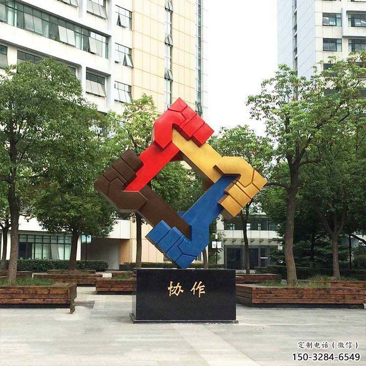 握手雕塑指用，多彩藝術，景觀不銹鋼握手雕塑廠家