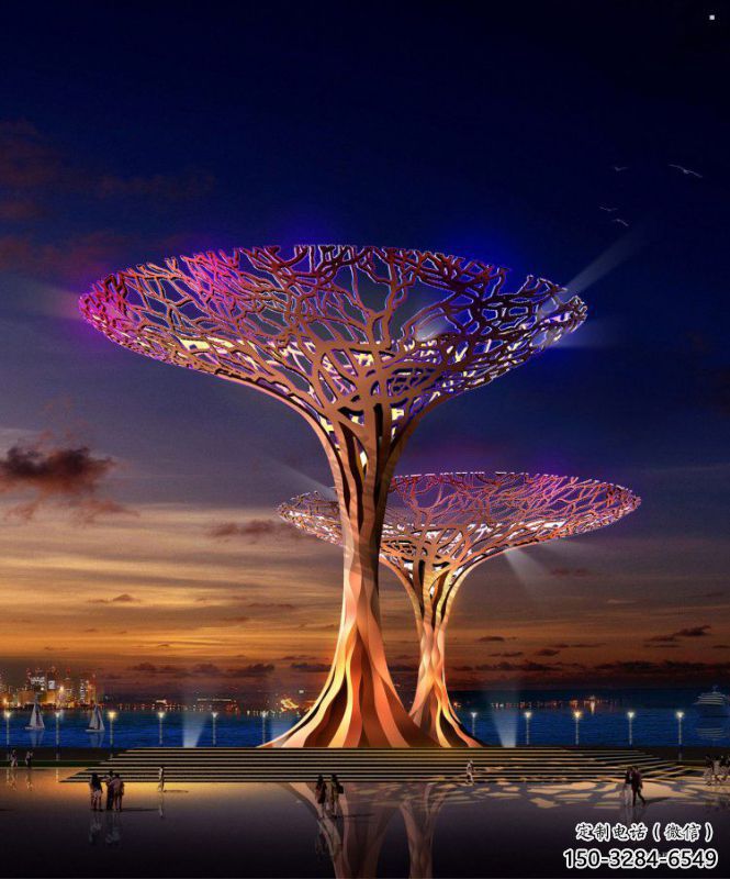 遮陽樹雕塑精選，街頭藝術(shù)，不銹鋼遮陽樹雕塑承接