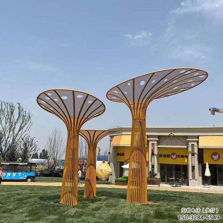 遮陽樹雕塑制作，村標(biāo)概念，不銹鋼遮陽樹雕塑廠