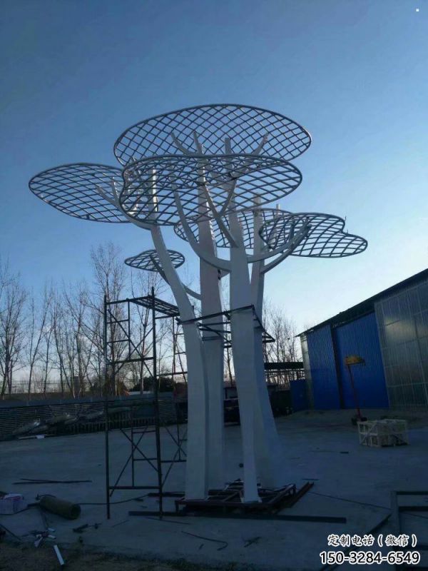 蘑菇樹雕塑加工，美陳雕塑，廣場鏤空蘑菇樹雕塑預定