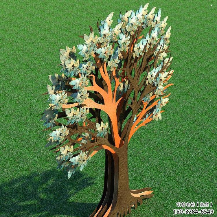 傘樹雕塑供給，景區雕塑，抽象鏤空傘樹雕塑優選