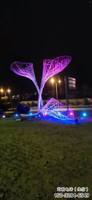 樹葉雕塑供需，室外軟裝，金屬燈光樹葉雕塑制作