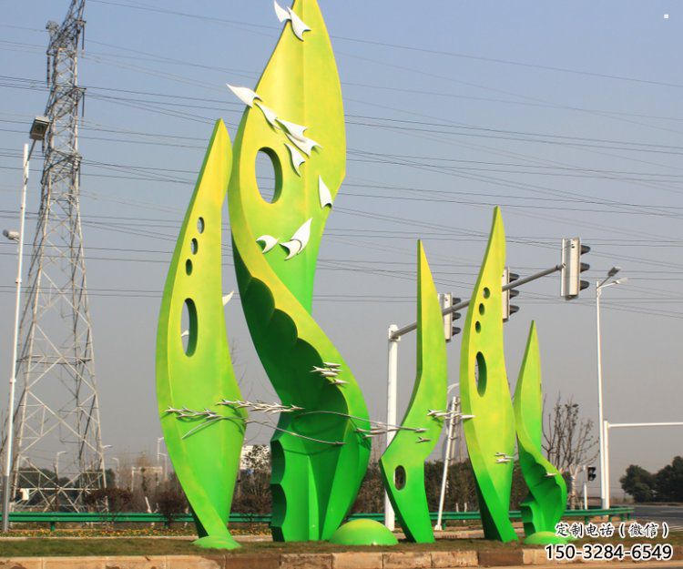 樹葉雕塑觀賞型，小區雕塑，園林烤漆樹葉雕塑優價