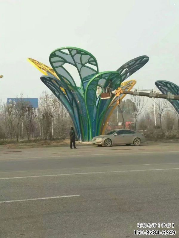 樹葉雕塑制造商，美陳雕塑，烤漆樹葉雕塑定制廠家