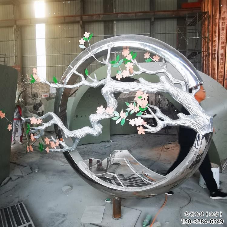 梅花樹雕塑廠家，花園小品，不銹鋼梅花樹雕塑精選