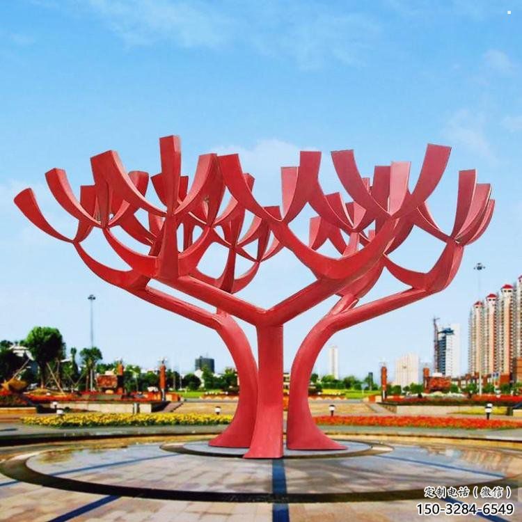 樹干雕塑廠家，圓雕體系，烤漆不銹鋼樹干雕塑廠家