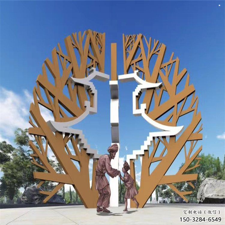 樹干雕塑制作，室外軟裝，歐式不銹鋼樹干雕塑承接