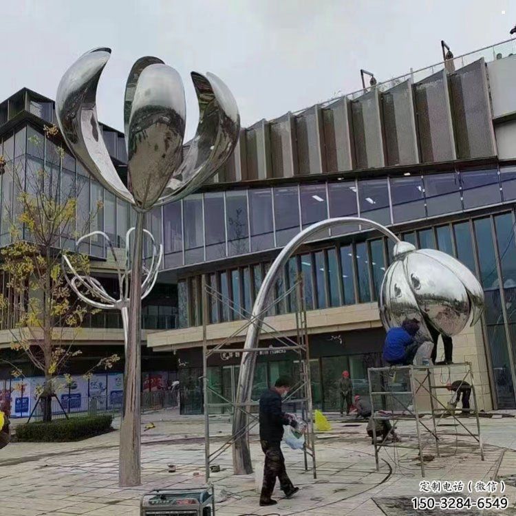 四葉草雕塑承接，村標概念，不銹鋼四葉草雕塑供需