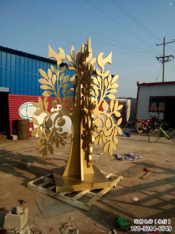 發(fā)財樹雕塑廠家，市標雕塑，不銹鋼發(fā)財樹雕塑定制