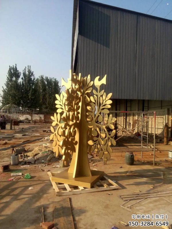 發財樹雕塑精選，透雕系列，不銹鋼發財樹雕塑提供