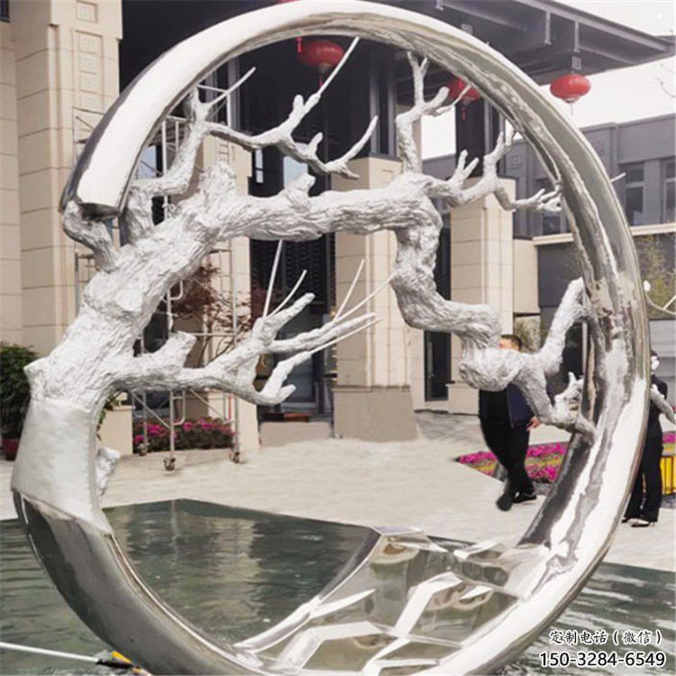圓環(huán)樹雕塑制造商，露天雕塑，不銹鋼圓環(huán)樹雕塑訂做