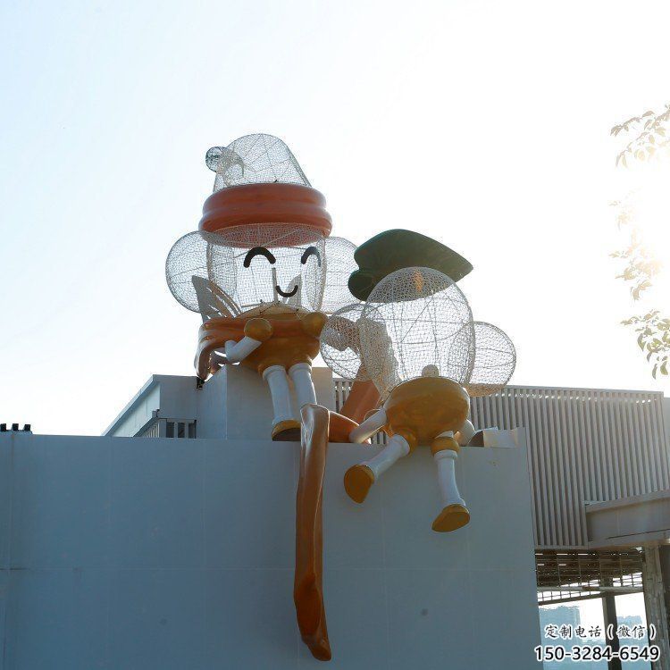 鏤空卡通雕塑服務(wù)商，美陳雕塑，鐵藝卡通雕塑訂做廠家