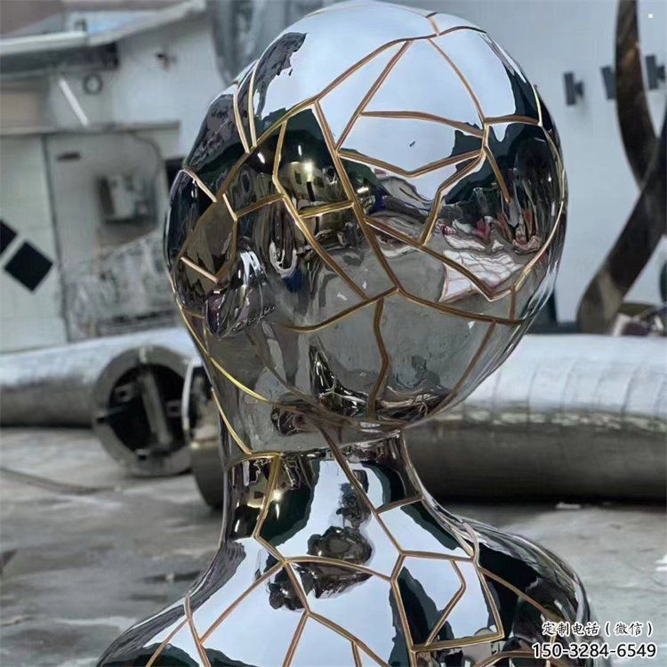 白鋼人頭像雕塑展品，金屬制作，鏡面人頭像雕塑精品