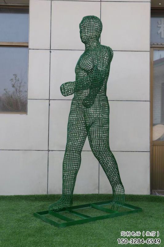 鏤空體育人物雕塑優價，鋼管組合，鐵藝運動員雕塑廠家