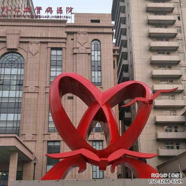 大型雙心雕塑公司制作，花園小品，不銹鋼雙心雕塑提供