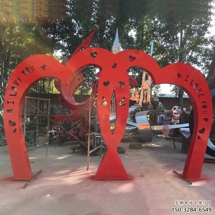 景觀心心相印雕塑定做，小區擺件，美陳雕塑制作