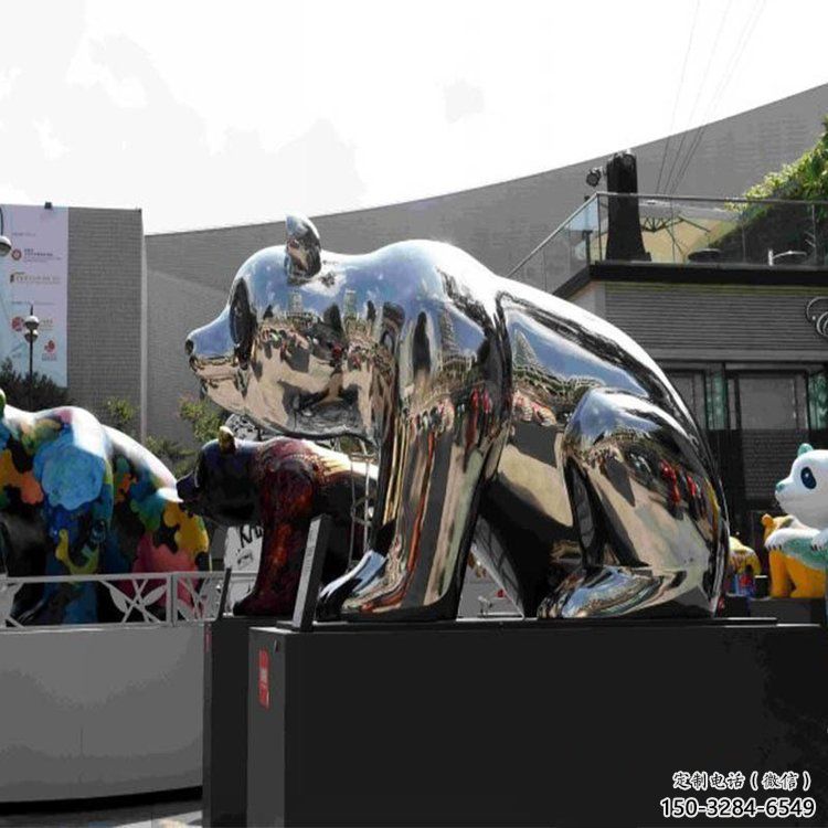 廣場熊貓雕塑供求，露天雕塑，鏡面不銹鋼熊貓雕塑標準