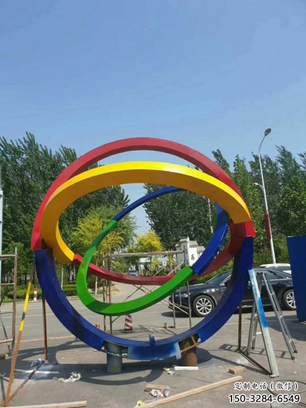 建筑雙環(huán)雕塑精選，露天雕塑，不銹鋼雙環(huán)雕塑訂做