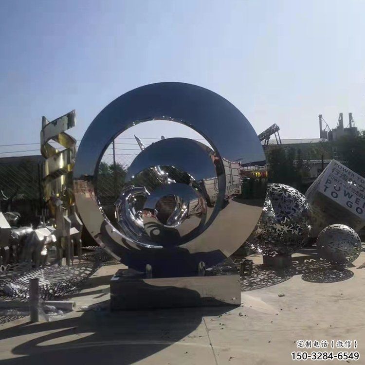 步行街圓環雕塑，鍛造景觀雕塑，鏤空方式