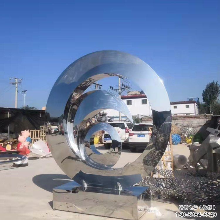 景區(qū)圓環(huán)雕塑，鏡面歐式雕塑，鐵藝材質