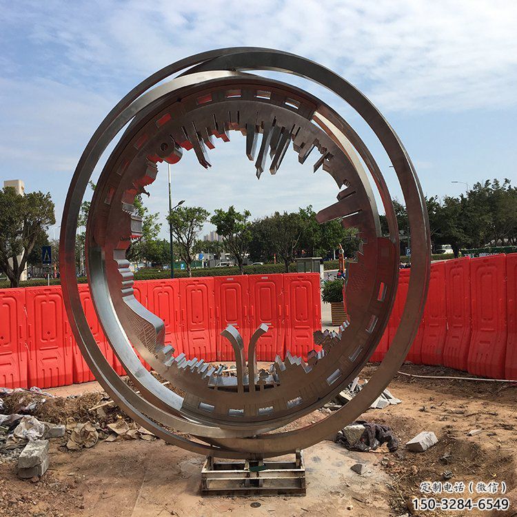 圓環雕塑供求，水景雕塑，不銹鋼圓環雕塑制造商