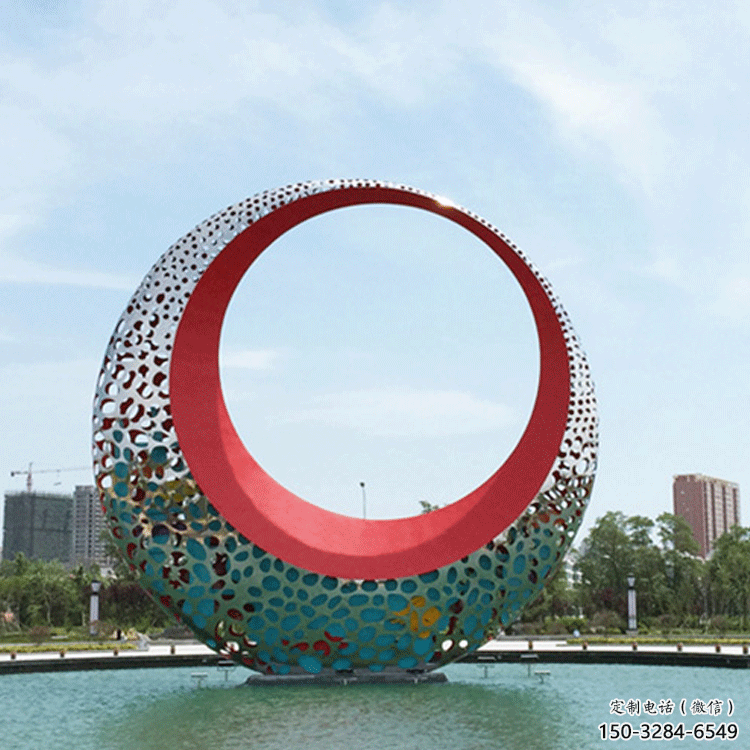 圓環(huán)雕塑訂做，街景小品，戶外烤漆圓環(huán)雕塑制作