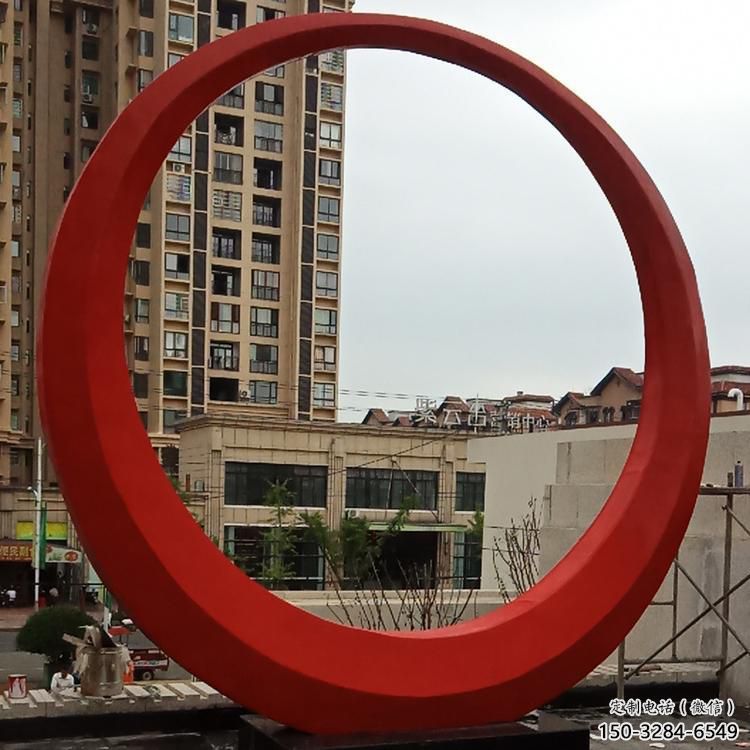 圓環(huán)雕塑觀賞型，標(biāo)識雕塑，紀(jì)念烤漆圓環(huán)雕塑展品