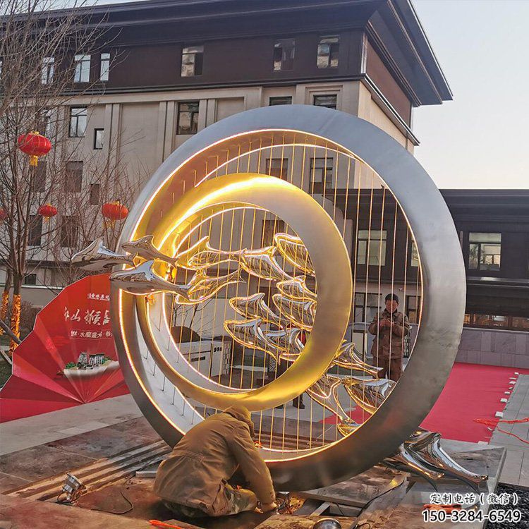 圓環(huán)雕塑精品，景觀概念，烤漆圓環(huán)雕塑通用