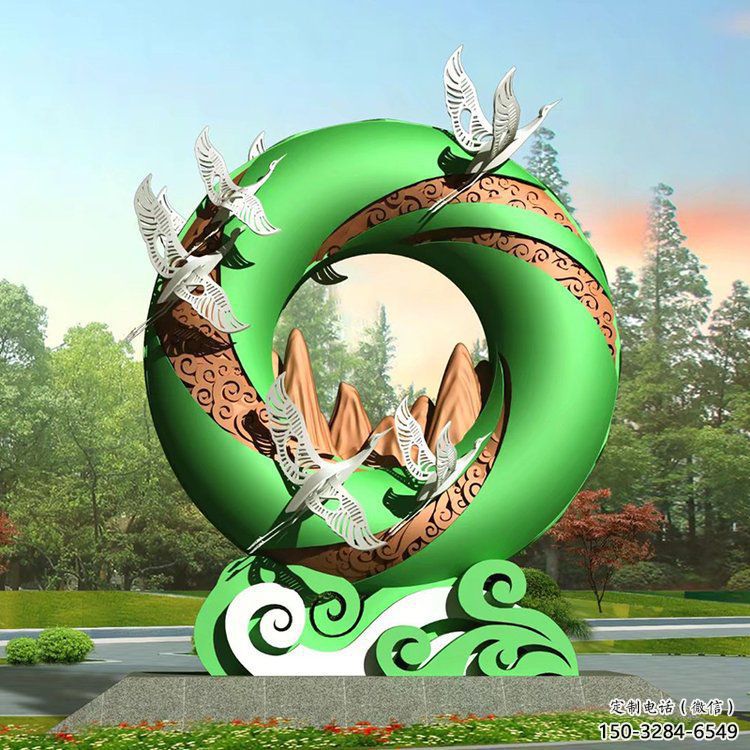 中式圓環雕塑定價，街頭雕塑，烤漆圓環雕塑精選