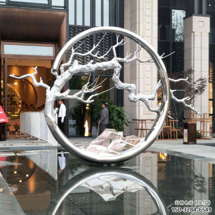 圓環樹雕塑訂做，戶外雕塑，不銹鋼圓環樹雕塑供給
