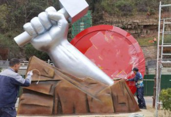 拳頭雕塑預定，白鋼構件，不銹鋼拳頭雕塑選定