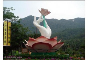 手拈花雕塑，街頭藝術，不銹鋼手拈花雕塑展品