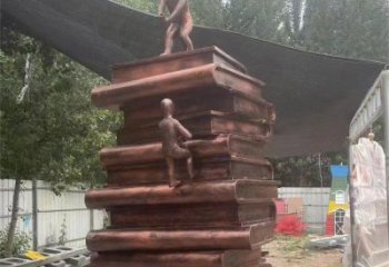 金屬疊書(shū)雕塑制作，陸地?cái)[件，鑄銅疊書(shū)雕塑制造商