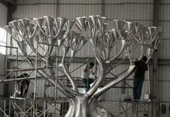 燈光樹雕塑點(diǎn)擊，景觀雕塑，別墅燈光蘑菇樹雕塑制造商