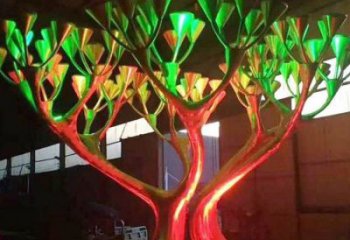 燈光樹雕塑優(yōu)價(jià)，村標(biāo)概念，燈光蘑菇樹雕塑廠家精品
