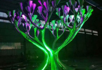 制造燈光樹雕塑，鋼管組合，燈光蘑菇樹雕塑制作廠家