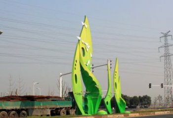樹葉雕塑選用，建筑標(biāo)識(shí)雕塑，烤漆樹葉雕塑廠家