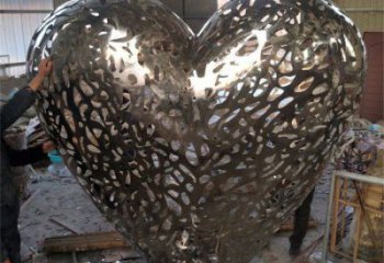 現代心形球雕塑定制，中式工藝，不銹鋼心形球雕塑廠家優價