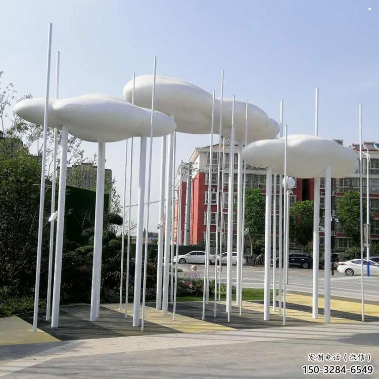 室內云朵雕塑，拉絲景觀雕塑，抽象效果