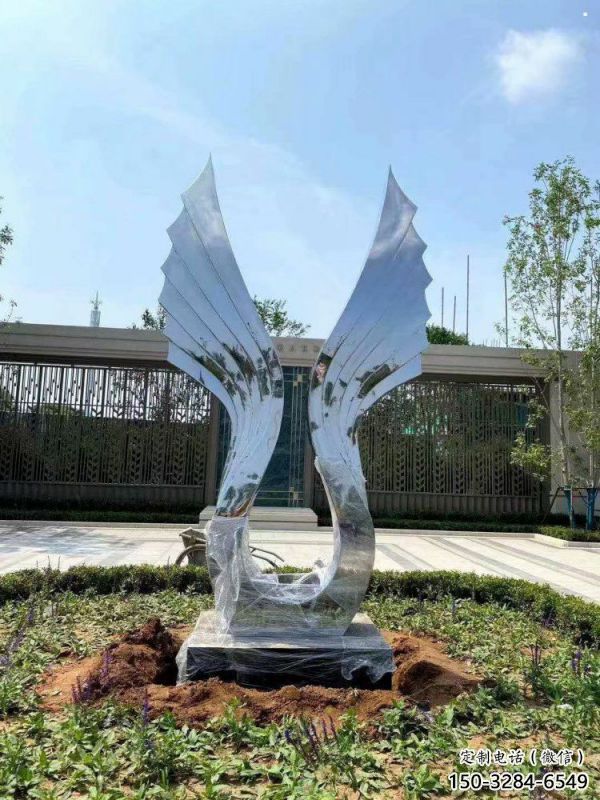 廣場翅膀雕塑，抽象水景雕塑，抽象效果