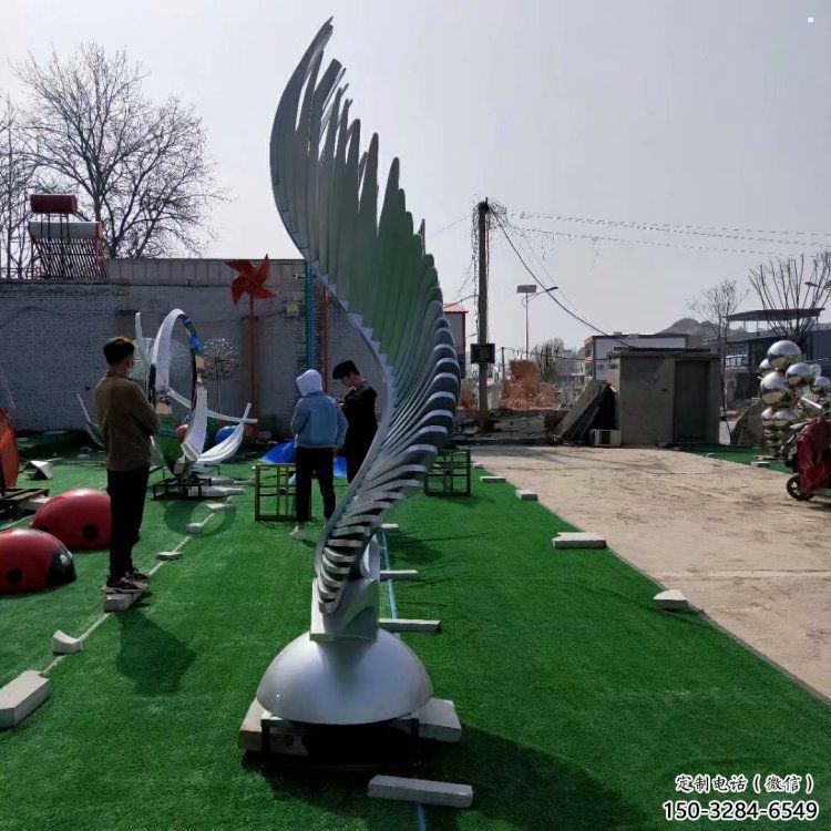 校園翅膀雕塑，拉絲景觀雕塑，抽象主題