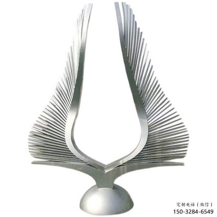 鏡面鳳尾雕塑，拉絲工藝，廣場(chǎng)抽象小品雕塑