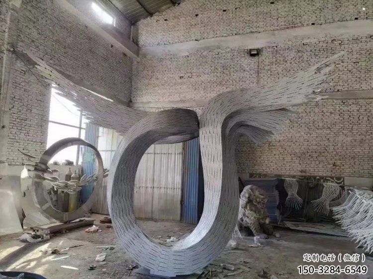 抽象鳥翅雕塑供應，花園小品，不銹鋼鳥翅雕塑展品