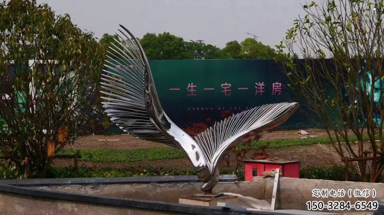 鳥翅雕塑通用，街景小品，不銹鋼鳥翅雕塑制造
