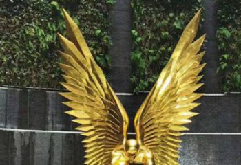 藝術鳥翅雕塑觀賞型，街景小品，不銹鋼鳥翅雕塑常用