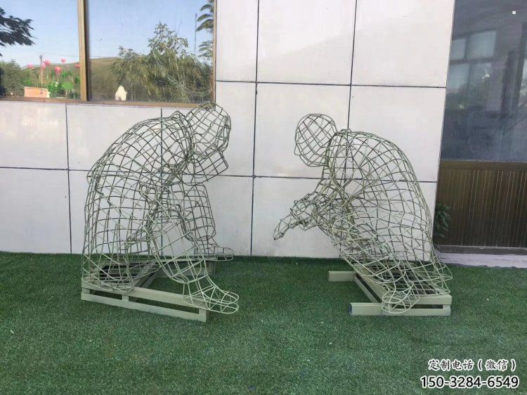 池州鏤空下棋雕塑供需，廣場雕塑，鐵藝民俗人物雕塑選用